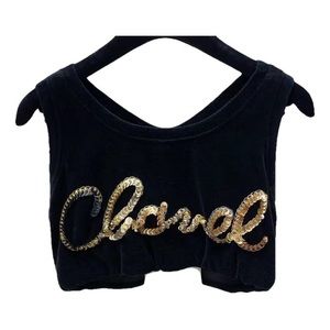 Chanel 2022 SS black velvet top runway style